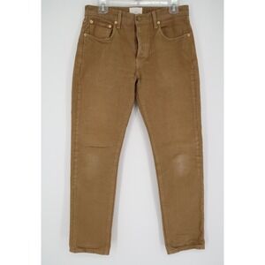 Sid Mashburn Men's 30x30 Slim Straight Tobacco Canvas 5-Pocket Button Fly Pants